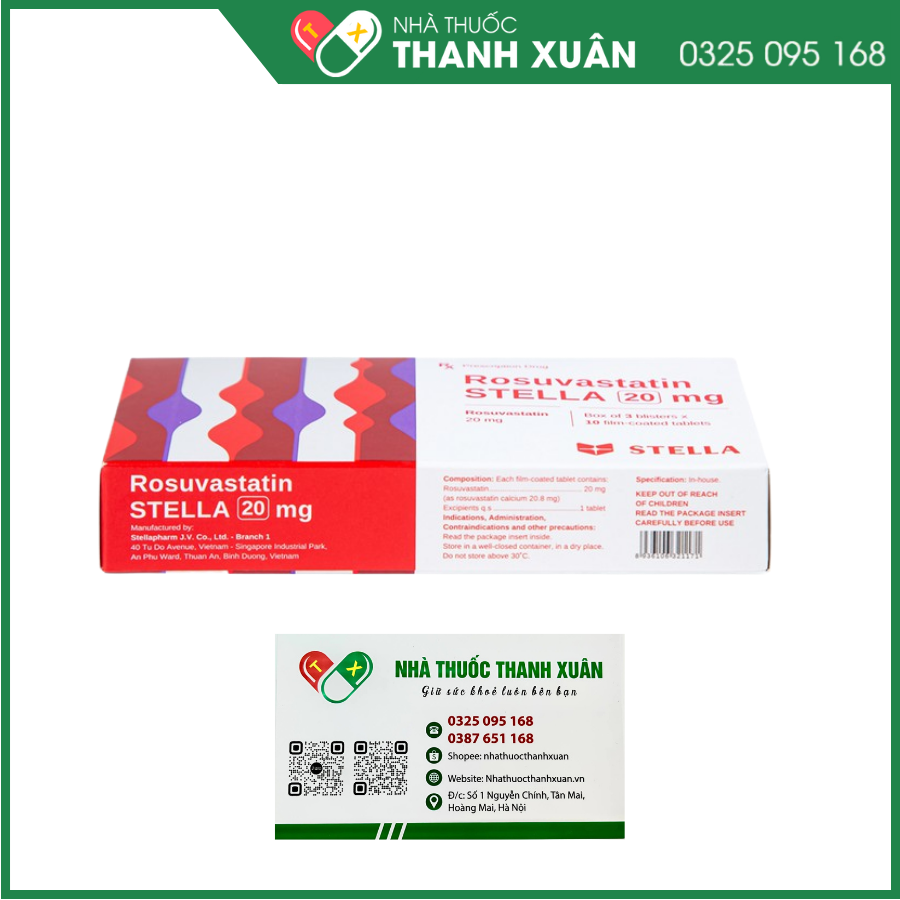 Rosuvastatin Stella 20 mg điều trị tăng cholesterol máu